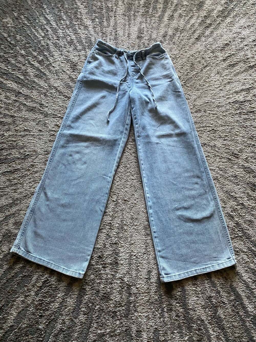 No Boundaries Women's Wide Leg Drawstring Elastic Waist Denim Jeans XXS (00)